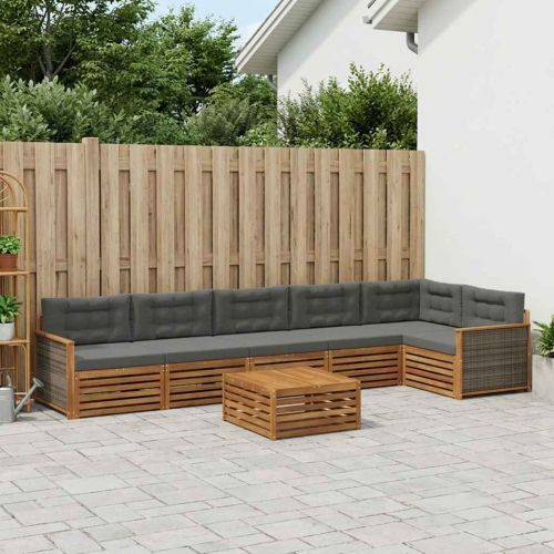 Комплект дивани за открито 7 pcs Натурален и Антрацит