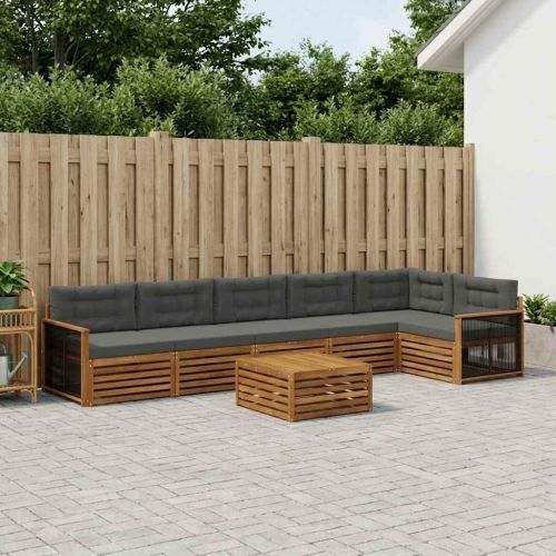 Комплект дивани за открито 7 pcs Натурален и Антрацит