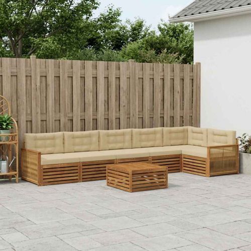 Комплект дивани за открито 7 pcs Натурален и Бежов