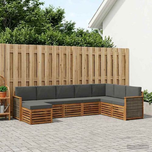 Комплект дивани за открито 6 pcs Натурален и Антрацит