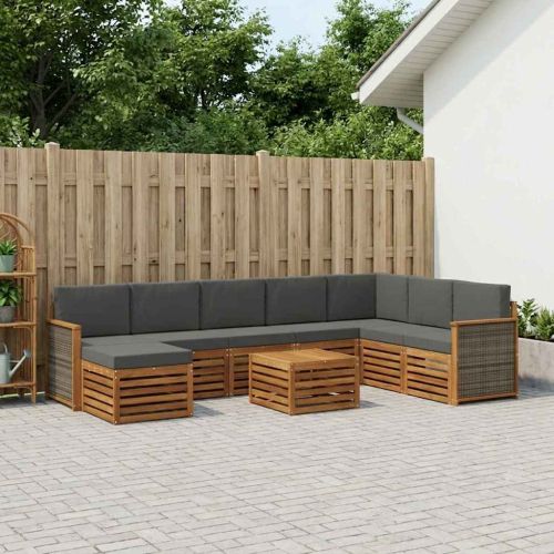 Комплект дивани за открито 7 pcs Натурален и Антрацит
