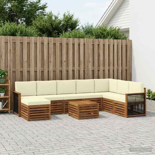 Комплект дивани за открито 7 pcs Натурален и Крема