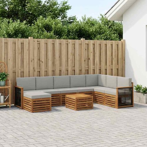Комплект дивани за открито 7 pcs Натурално и светлосиво