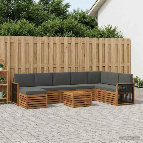 Комплект дивани за открито 7 pcs Натурален и Антрацит