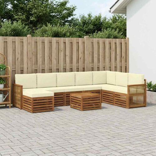 Комплект дивани за открито 7 pcs Натурален и Крема
