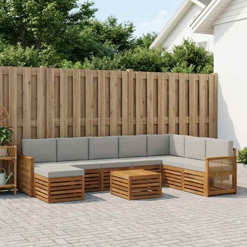 Комплект дивани за открито 7 pcs Натурално и светлосиво