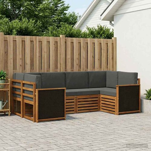 Комплект секционен диван 5 pcs Натурален и Антрацит