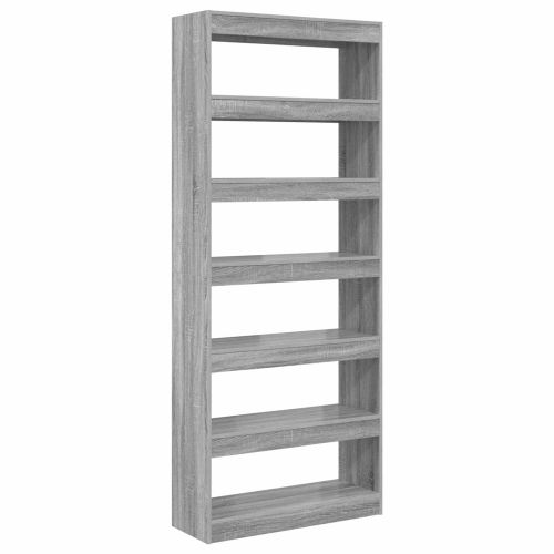 Шкаф за книги Сив Сонома 80 x 30 x 198 см Инженерно дърво