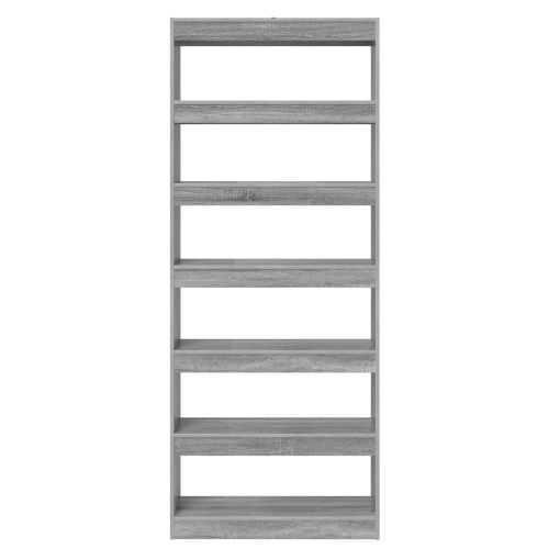 Шкаф за книги Сив Сонома 80 x 30 x 198 см Инженерно дърво