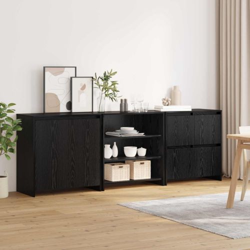 Служебен шкаф 3 pcs Черния дъб 70 x 41 x 75 см Инженерно дърво