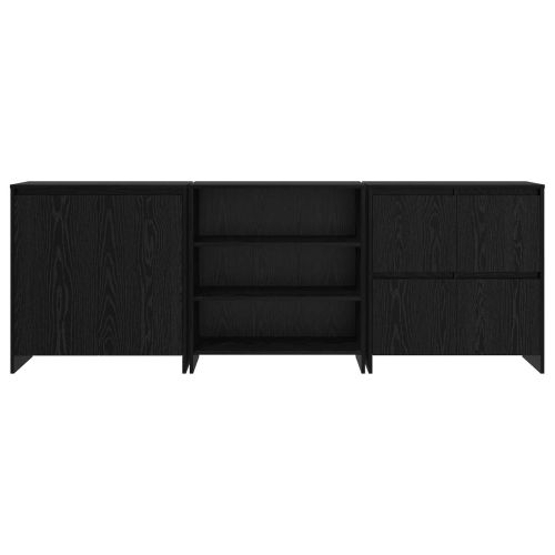 Служебен шкаф 3 pcs Черния дъб 70 x 41 x 75 см Инженерно дърво
