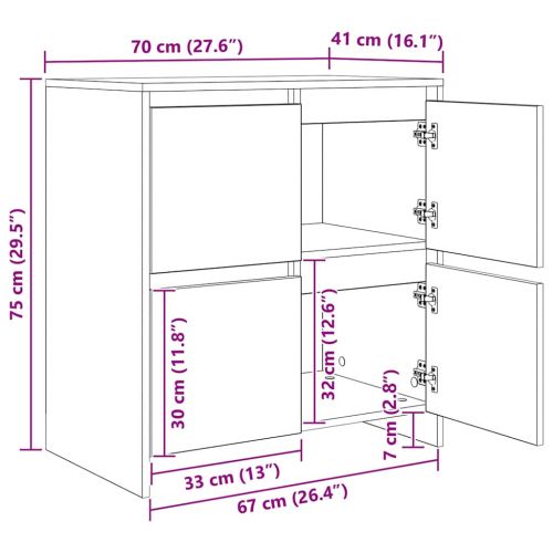 Скейдбордове 2 pcs Черен дъб 70 x 41 x 75 см Инженерно дърво