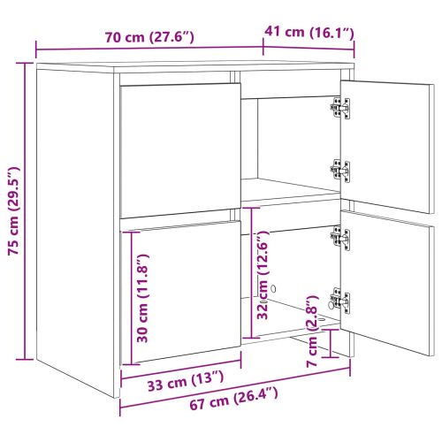 Скейдбордове 2 pcs дъб артизан 70 x 41 x 75 см Инженерно дърво