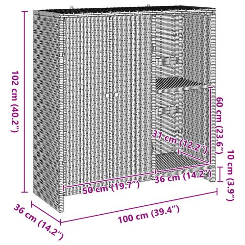 Шкаф за съхранение с рафт с врата Черно 100 x 36 x 102 см Ратан