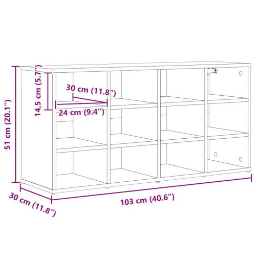 Шкаф за обувки с рафт Бяло 103 x 30 x 51 см Инженерно дърво