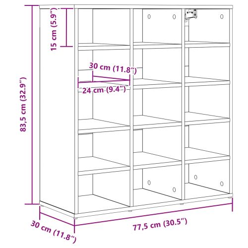 Шкаф за обувки Сонома дъб 77,5 x 30 x 83,5 см Инженерно дърво