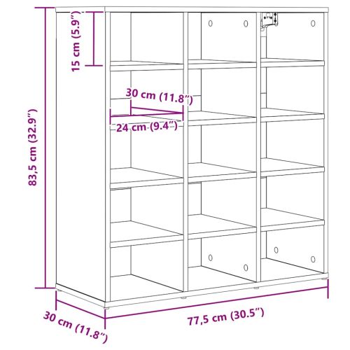 Шкаф за обувки Бетонно сиво 77,5 x 30 x 83,5 см Инженерно дърво