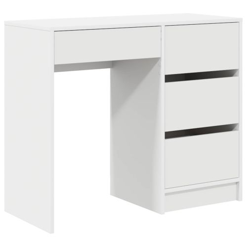 Бюро с чекмедже Бяло 90 x 37.5 x 75 см Инженерно дърво