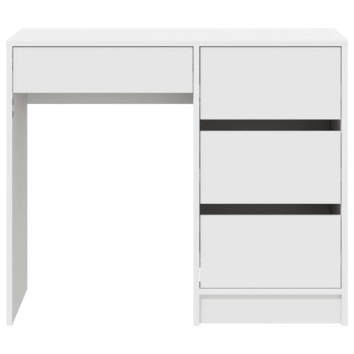 Бюро с чекмедже Бяло 90 x 37.5 x 75 см Инженерно дърво