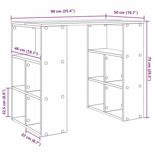 Бюро с рафт със съхранение Бяло 90 x 50 x 75 см Инженерно дърво
