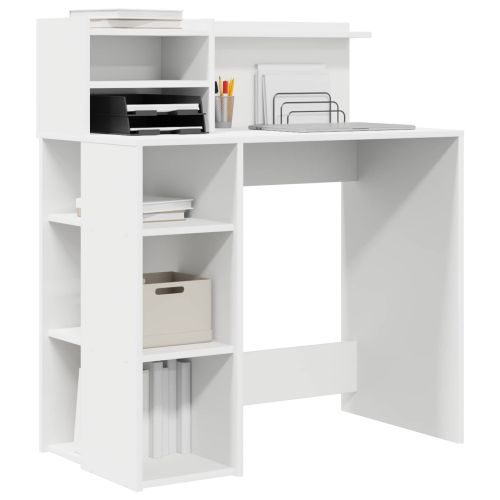 Бюро с рафт Бяло 90 x 48 x 101,5 см Инженерно дърво