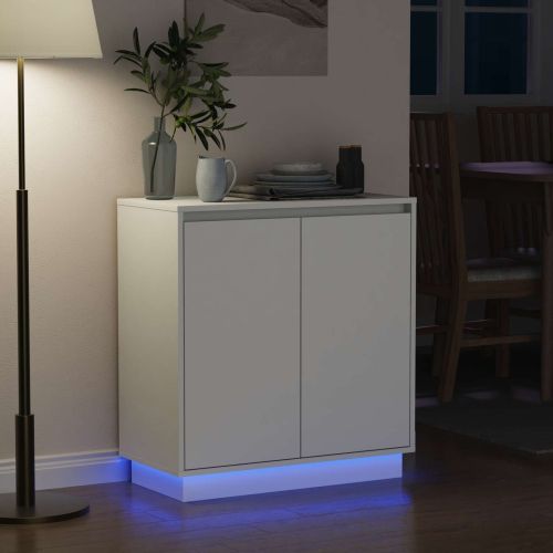 LED конзолна маса за Бяло 71 x 34,5 x 75 см Инженерно дърво