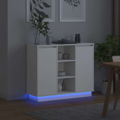 LED конзолна маса Бяло 90 х 32 х 75 см Инженерно дърво