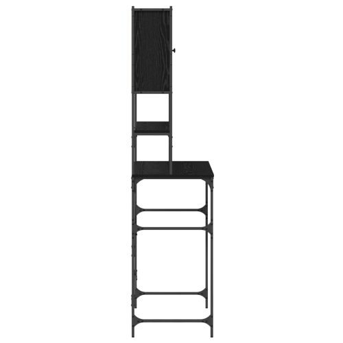 Шкаф за пералня Черно 0ak 68 x 48,5 x 194 см Инженерно дърво