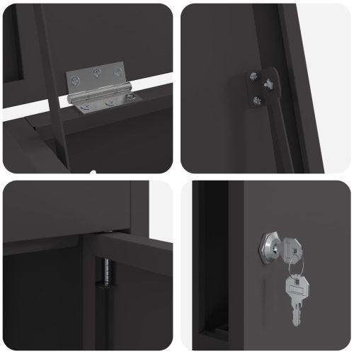 Пощенска кутия за пратки Черно 44,5 x 29 x 110,5 см Стомана
