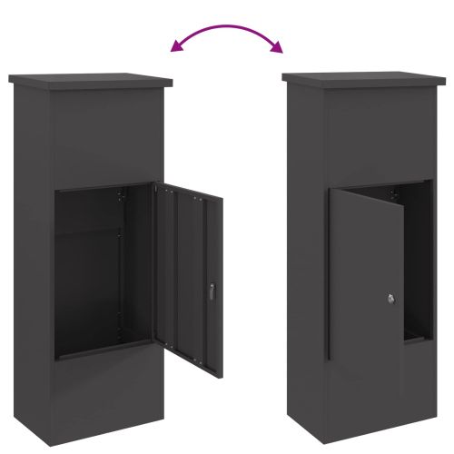 Пощенска кутия за пратки Черно 44,5 x 29 x 110,5 см Стомана