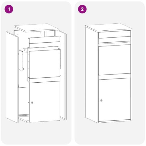 Пощенска кутия за пратки с врата Сребристо 47,5 x 38 x 59 см