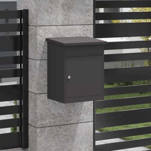 Пощенска кутия за пратки Черно 47.5 x 38 x 59 см Стомана