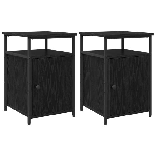 Нощен шкаф с чекмедже 2 pcs Черен дъб Инженерно дърво