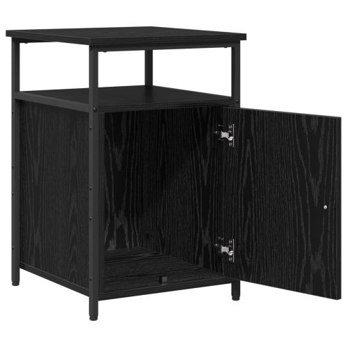 Нощен шкаф с чекмедже 2 pcs Черен дъб Инженерно дърво