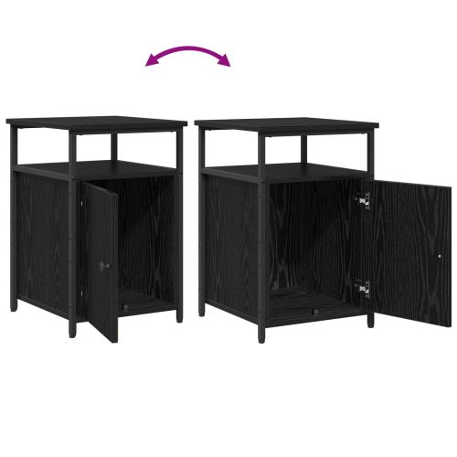Нощен шкаф с чекмедже 2 pcs Черен дъб Инженерно дърво