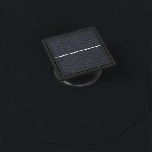 Градински чадър за монтаж на стена, с LED, 300 см, черен