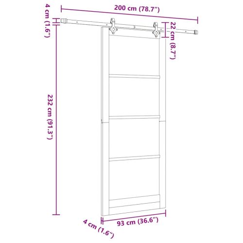 Преплъзваща се врата Бяло 93 x 232 см