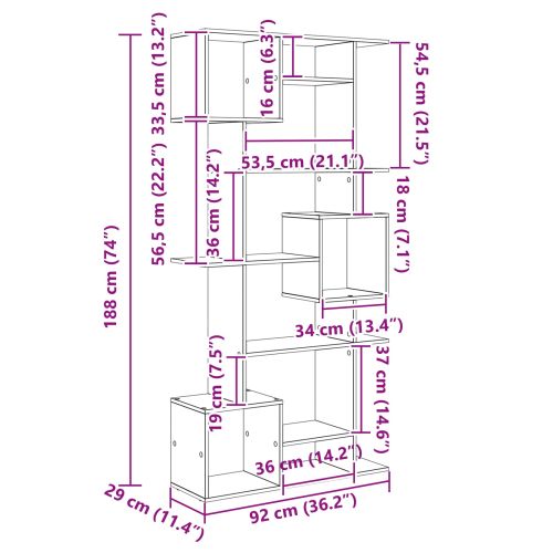 Шкаф за книги Черния дъб 92 x 29 x 188 см Инженерно дърво
