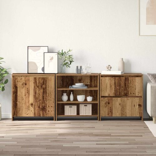 Служебен шкаф 3 pcs Старо дърво 70 x 41 x 75 см Инженерно дърво