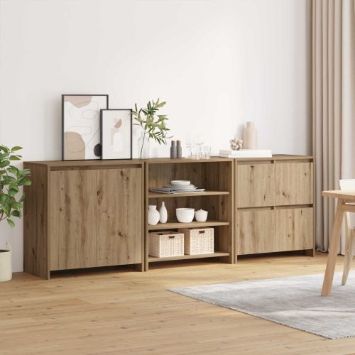 Служебен шкаф 3 pcs Дъб 70 x 41 x 75 см Инженерно дърво