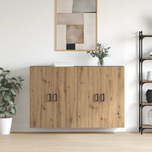 Стенно шкафче 2 pcs Дъб 69,5 x 34 x 90 см Инженерно дърво