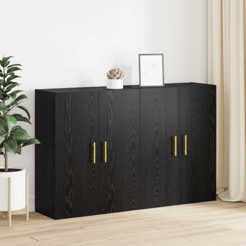 Стенно шкафче 2 pcs Черния дъб 69,5 x 34 x 90 см