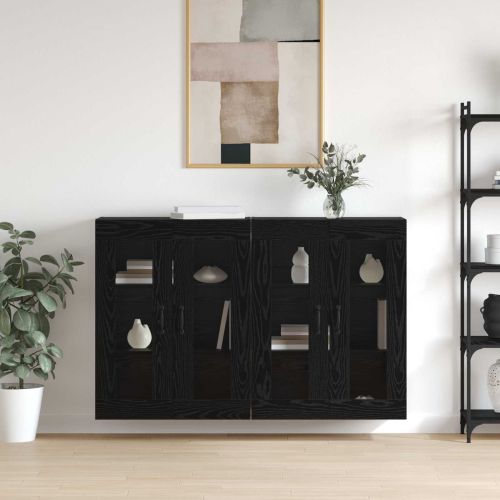 Стенни шкафове 2 pcs Черен дъб 69,5 x 34 x 90 см