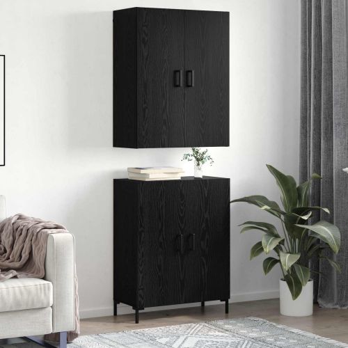 Висок шкаф Черен дъб 69,5 x 34 x 180 см Инженерно дърво