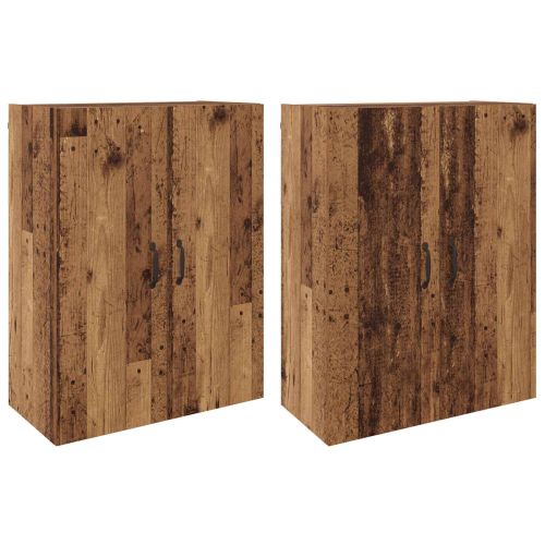 Стенно шкафче 2 pcs Старо дърво 69,5 x 34 x 90 см