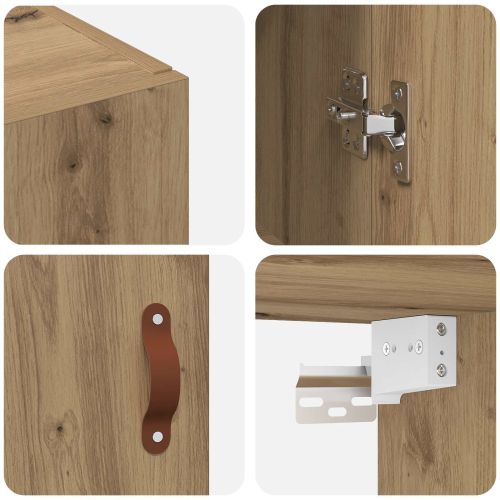 Стенно шкафче 2 pcs Дъб 69,5 x 34 x 90 см Инженерно дърво