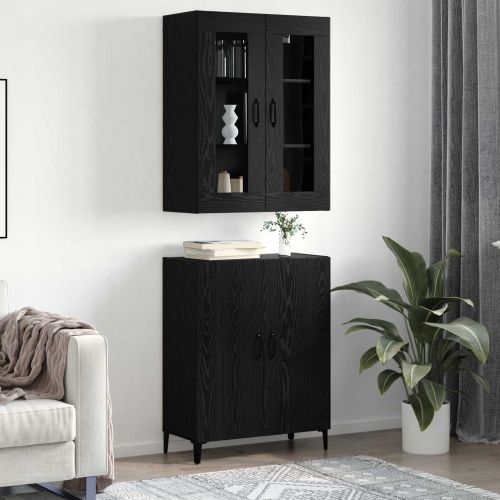 Висок шкаф 2 pcs Черния дъб Инженерно дърво
