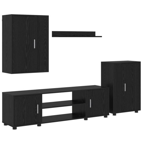 Комплект ТВ шкаф 4 pcs Черния дъб Инженерно дърво
