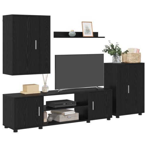 Комплект ТВ шкаф 4 pcs Черния дъб Инженерно дърво