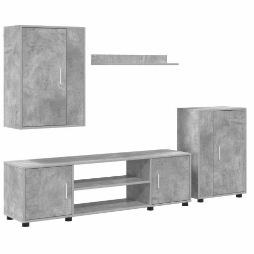 Комплект ТВ шкаф 4 pcs Циментено сиво Инженерно дърво